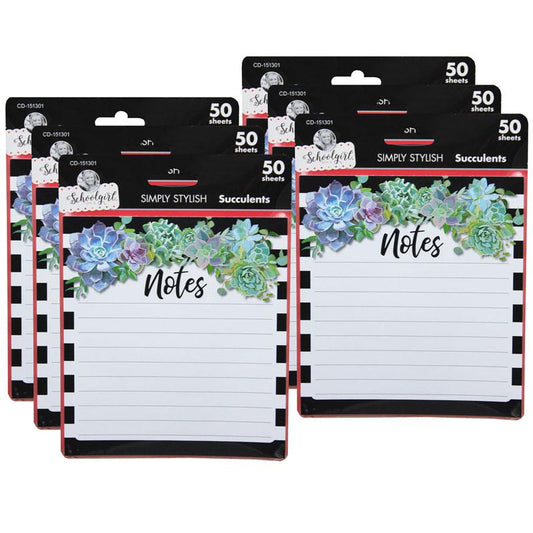 Succulents Notepad, Pack of 6