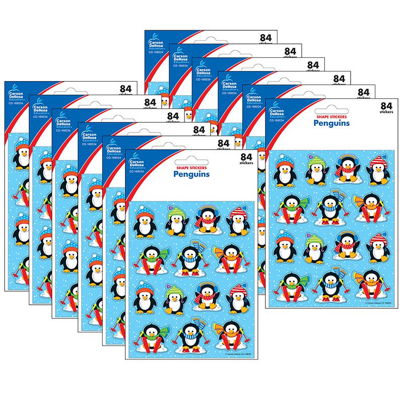 Penguins Shape Stickers, 84 Per Pack, 12 Packs