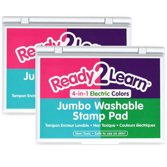 Jumbo Washable Stamp Pad - 4-in-1 Electric Colors - Pack of 2