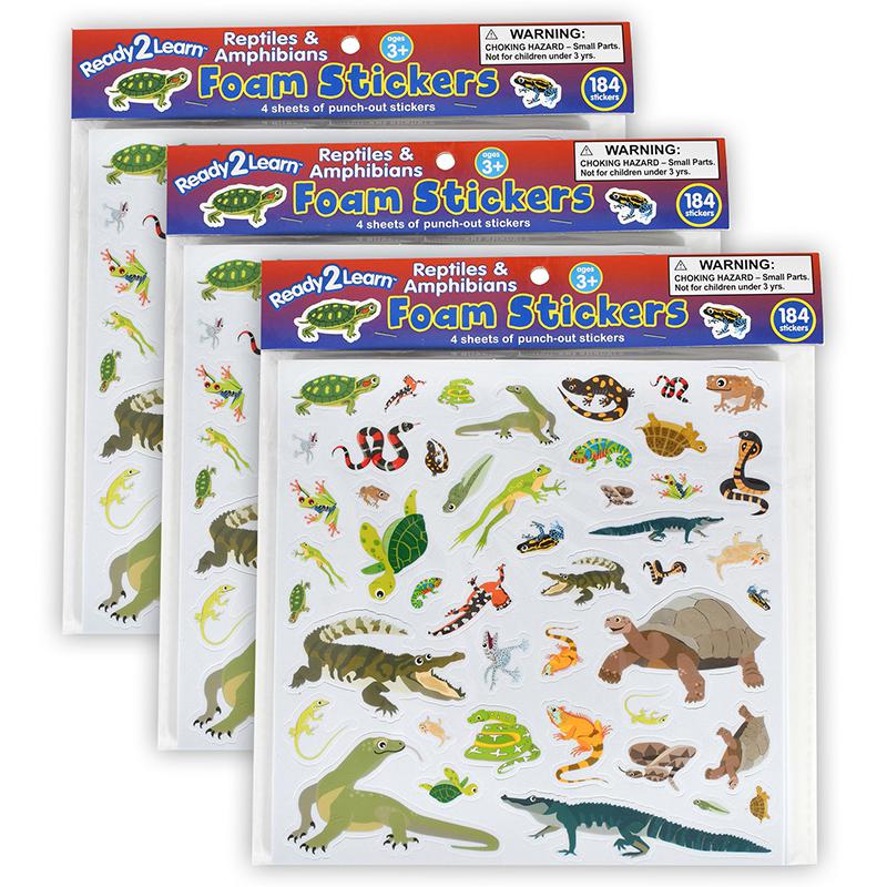 Foam Stickers - Reptiles and Amphibians - 184 Per Pack - 3 Packs