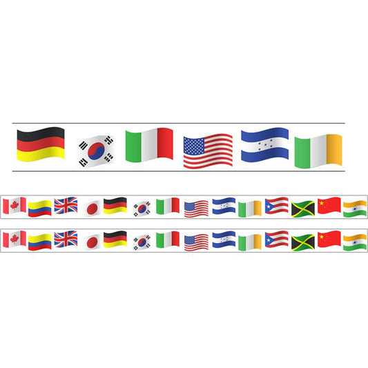 Borders/Trims, Magnetic, Rectangle Cut, World Flags Theme, 24' per Pack, 2 Packs