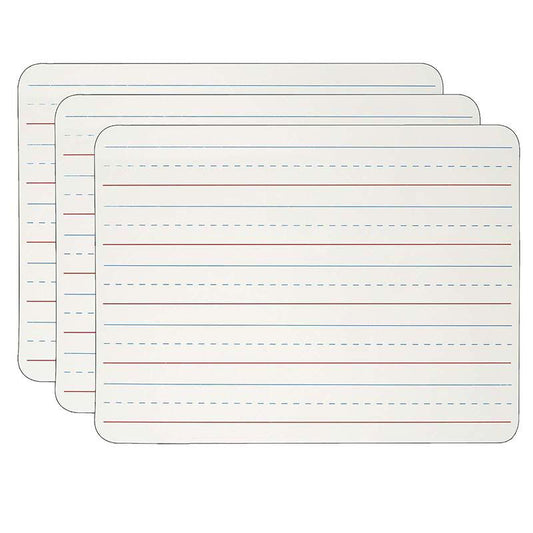 Dry Erase Board, Two Sided Magnetic, Plain/Lined, Pack of 3