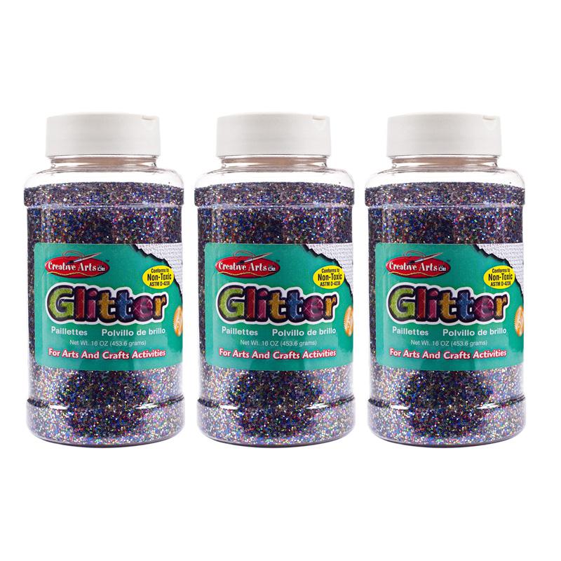 Creative Arts Glitter, 1 lb. Bottle, Multi-Color, Pack of 3