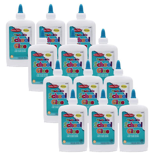 Economy Washable School Glue 8 oz, Pack of 12