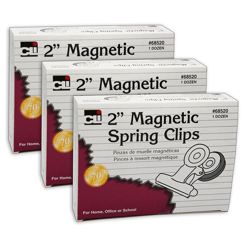 Magnetic Spring Clips, 2", 12 Per Box, 3 Boxes