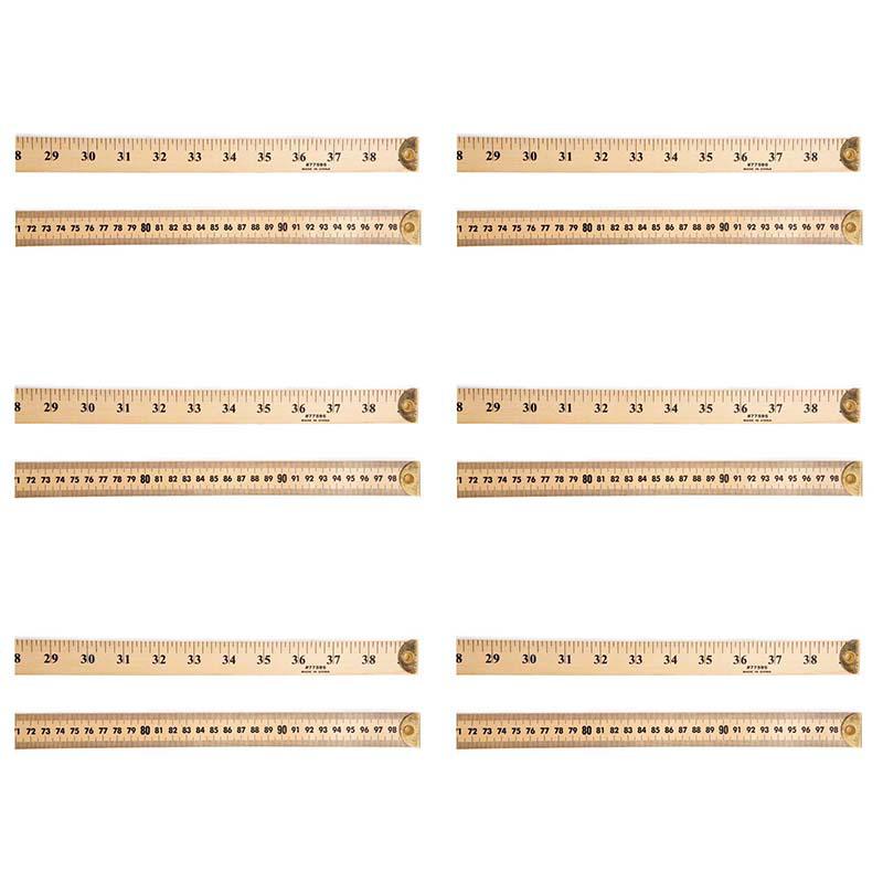 Meter Stick Ruler with Metal End, Pack of 6