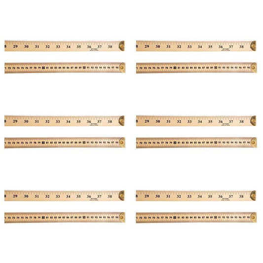 Meter Stick Ruler with Metal End, Pack of 6