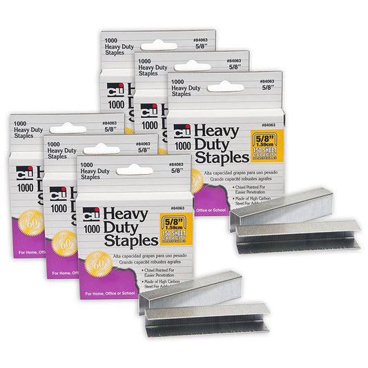 Extra Heavy Duty Staples, 5/8", 1000 Per Pack, 6 Packs