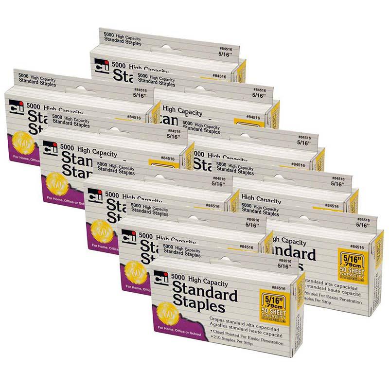 High Capacity Standard Staples, 5000 Per Pack, 10 Packs