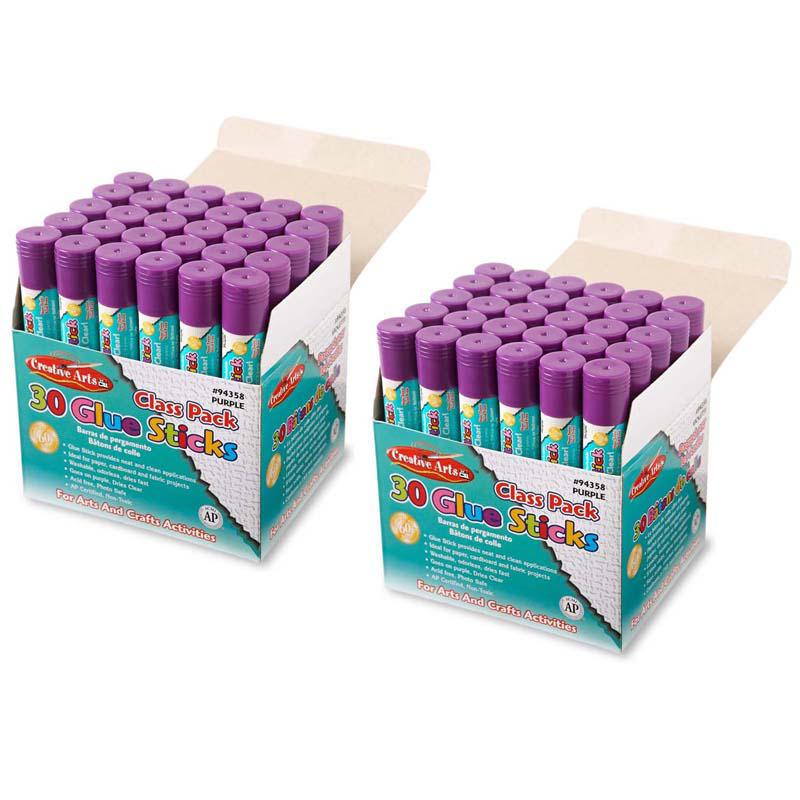 Creative Arts Economy Glue Stick Classpack, 28 oz., Purple, 30 Per Pack, 2 Packs