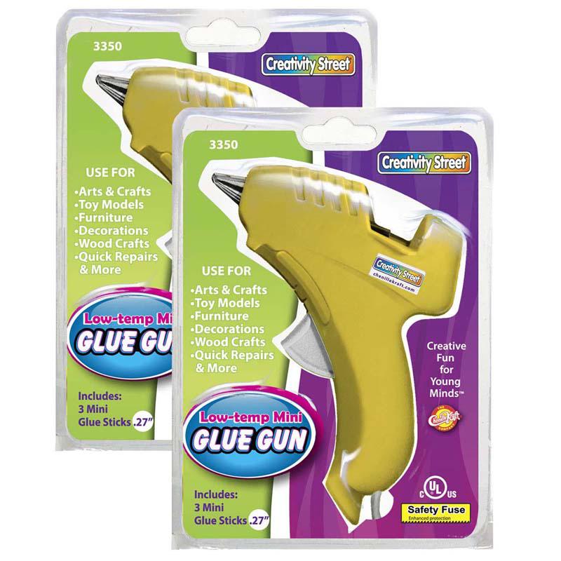 Low-Temp Mini Glue Gun, Yellow, 1 Glue Gun + 3 Glue Sticks Per Pack, 2 Packs