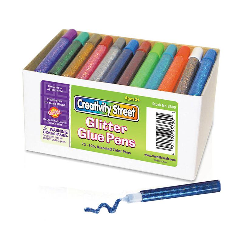 GLITTER GLUE PENS 72 ASSD CLASSPACK