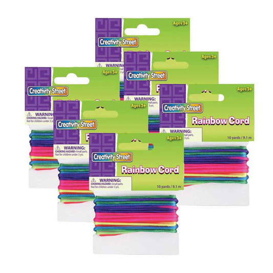 Rainbow Non-Elastic Cord, 10 yds Per Pack, 6 Packs