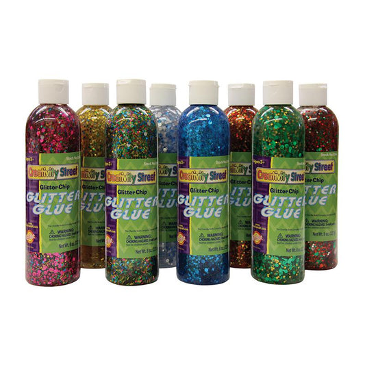 GLITTER CHIP GLUE 8PK ASSORTMENT