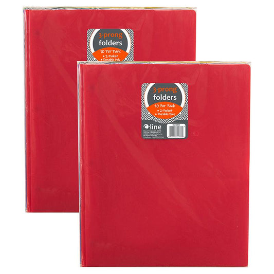 Two-Pocket Poly Portfolio Folder with Prongs, 10 Per Pack, 2 Packs