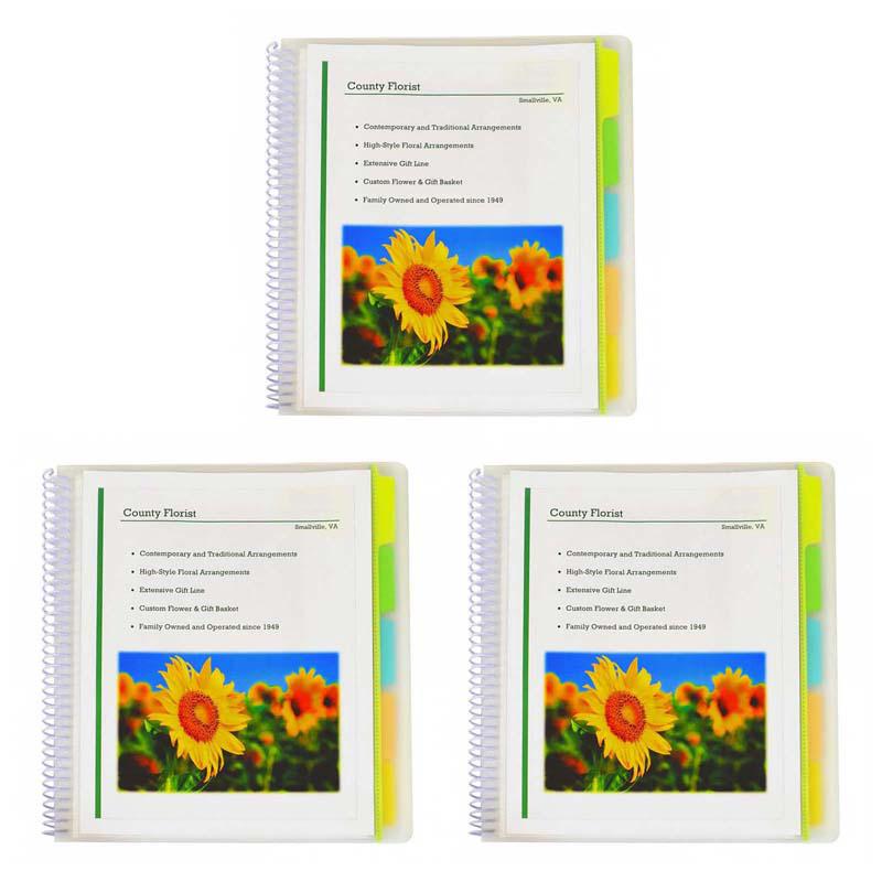 10-Pocket Poly Portfolio with Write-On Index Tabs, 5-Tab, Pack of 3