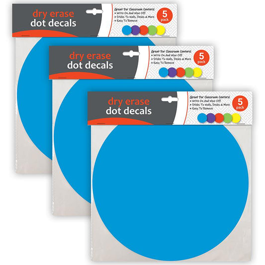 Dry Erase Dot Decals, Assorted, 11", 5 Per Pack, 3 Packs