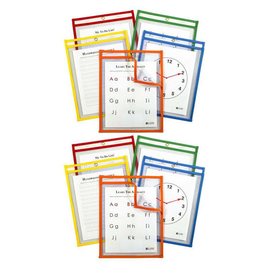 Super Plus Reusable Dry Erase Pockets - Study Aid, 9 x 12, 5 Per Pack, 2 Packs