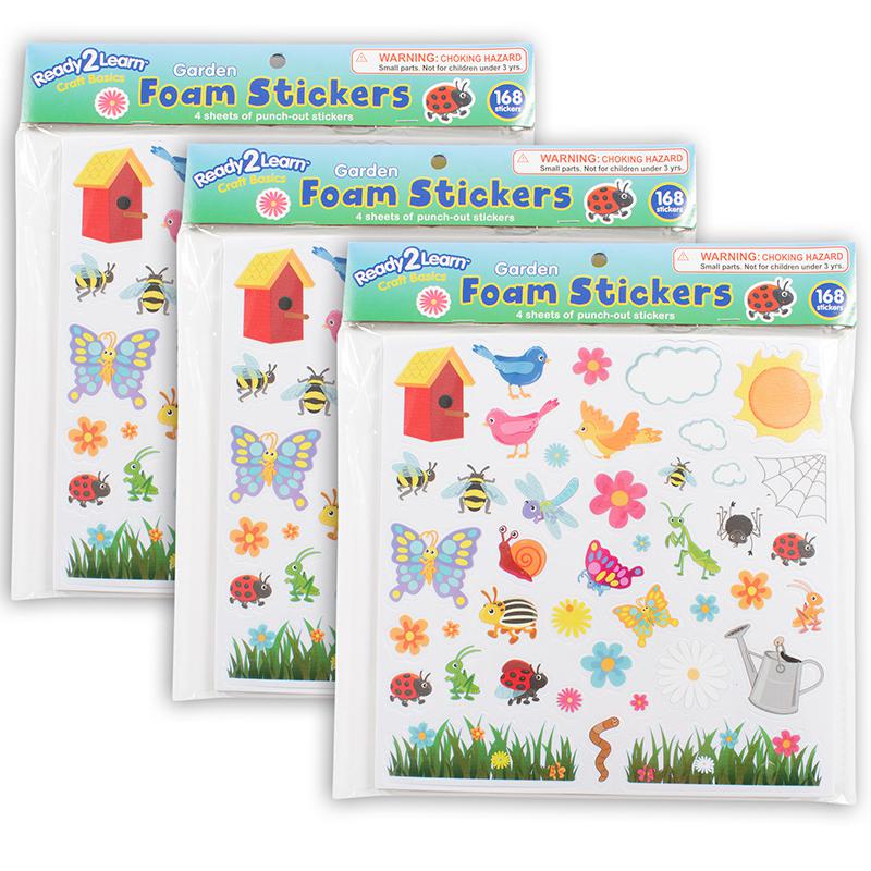 Foam Stickers, Garden, 168 Per Pack, 3 Packs