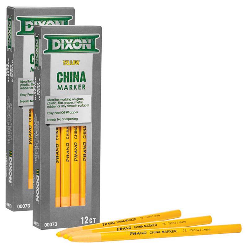 Phano China Markers, Yellow, 12 Per Pack, 2 Packs