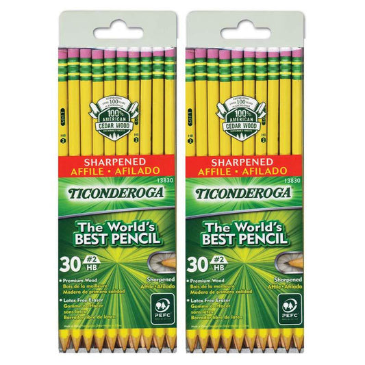 No. 2 Pencils, Pre-Sharpened, 30 Per Pack, 2 Packs