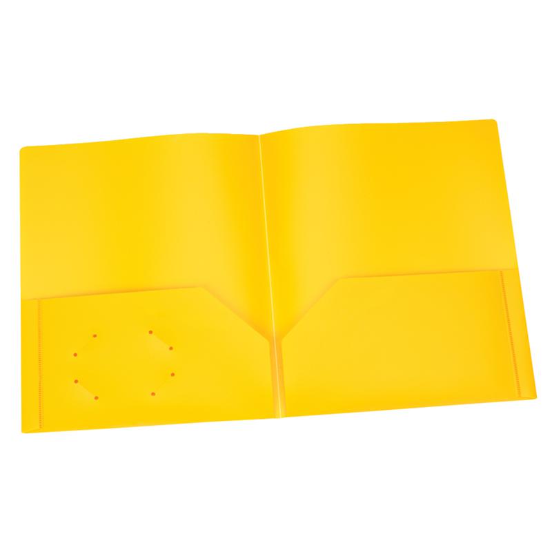 Poly Two Pocket Portfolio, Yellow, Pack of 25