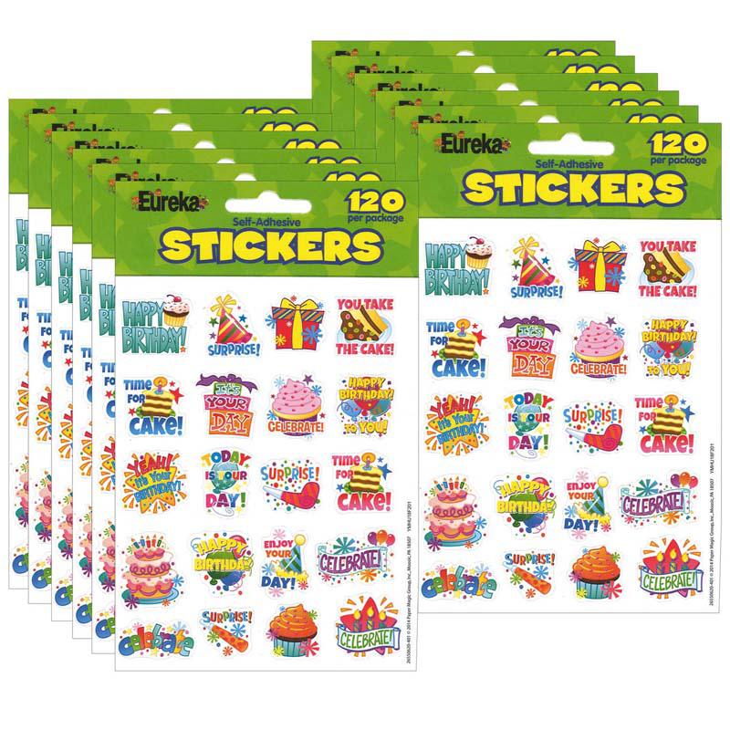 Birthday Theme Stickers, 120 Per Pack, 12 Packs