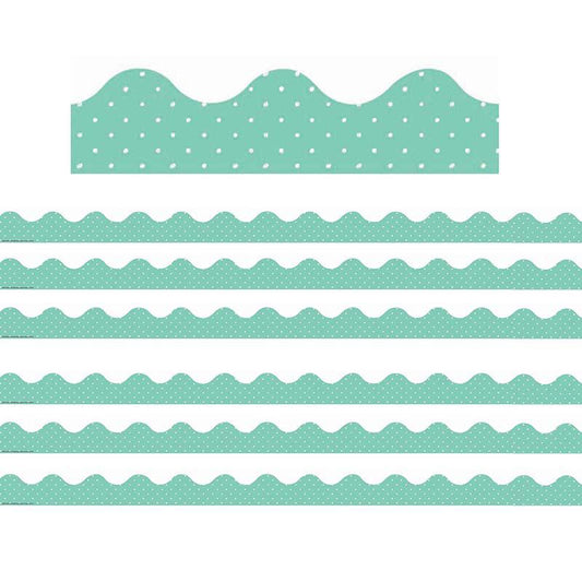 Simply Sassy Teal Polka Dots Deco Trim, 37 Feet Per Pack, 6 Packs