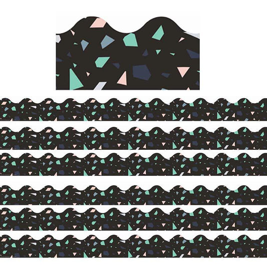 Simply Sassy Black Terrazzo Deco Trim Cut, 37 Ft Per Pack, 6 Packs