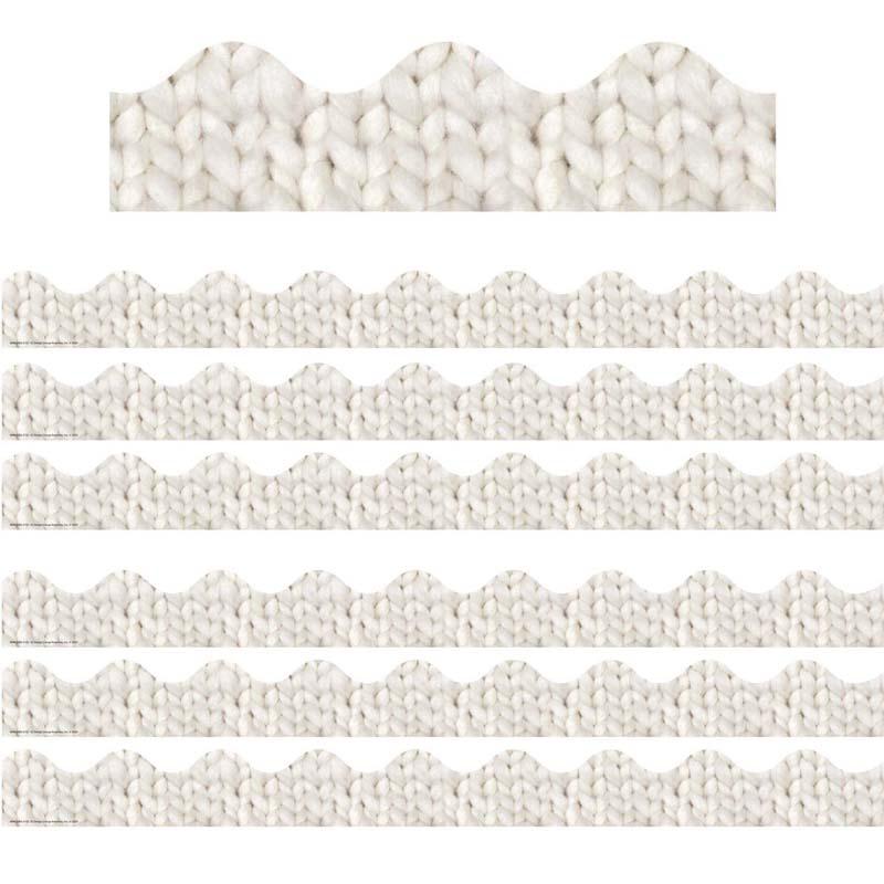 A Close-Knit Class Cozy Cream Knit Deco Trim Extra Wide, 37 Ft Per Pack, 6 Packs