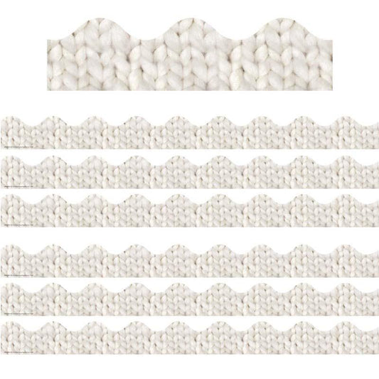 A Close-Knit Class Cozy Cream Knit Deco Trim Extra Wide, 37 Ft Per Pack, 6 Packs