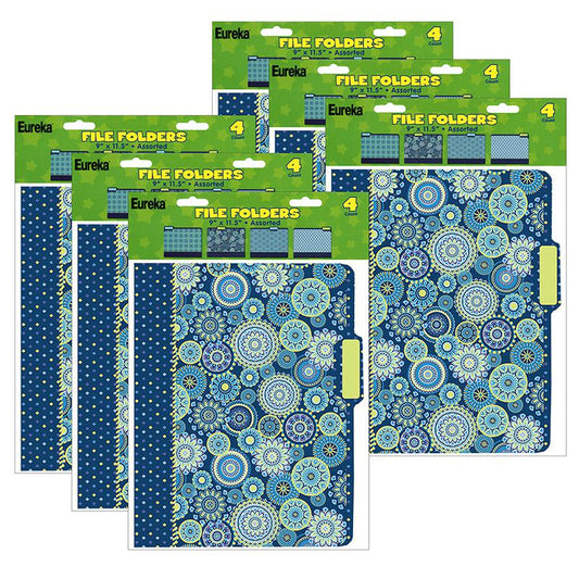 Blue Harmony File Folders, 4 Per Pack, 6 Packs