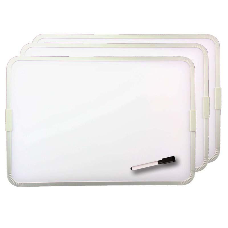 Two-Sided Aluminum Framed, Magnetic Dry Erase Board with Pen, Pack of 3