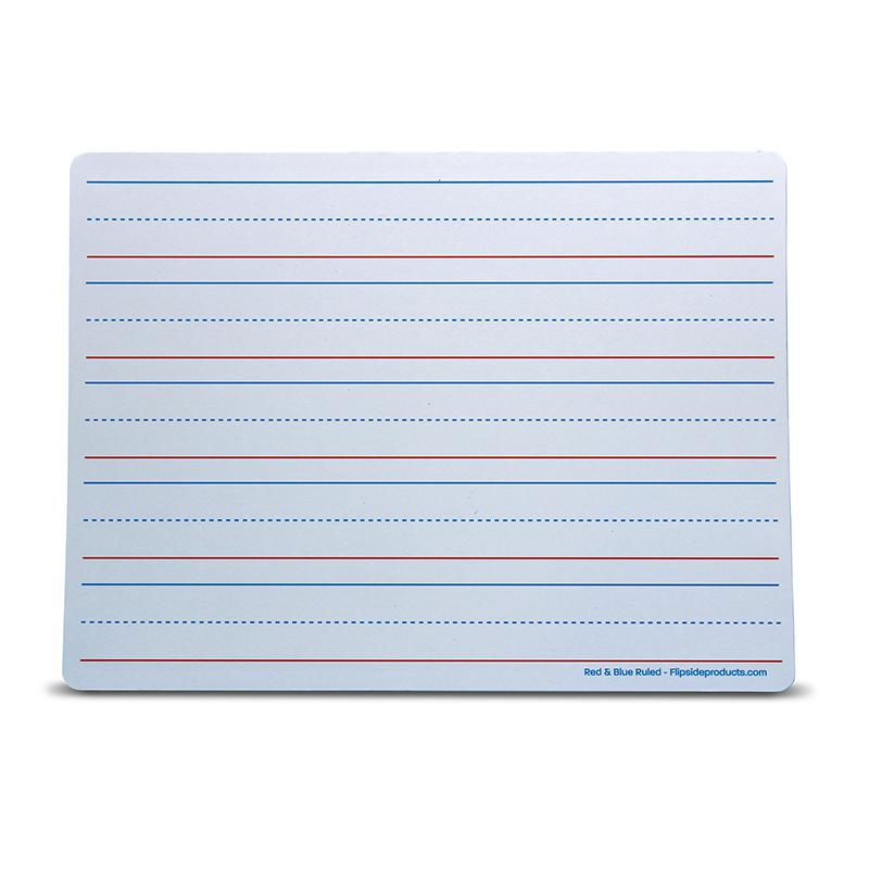 Magnetic Dry Erase Learning Mat, Two-Sided Red & Blue Ruled/Plain, Pack of 12