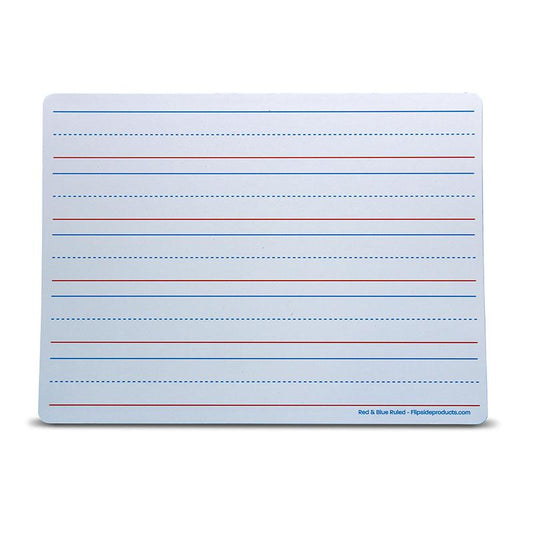 Magnetic Dry Erase Learning Mat, Two-Sided Red & Blue Ruled/Plain, Pack of 12