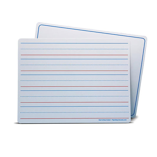 Magnetic Dry Erase Learning Mat, Two-Sided Red & Blue Ruled/Plain,Pack of 24