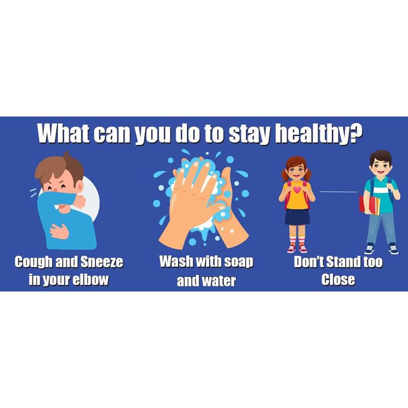 How To Stay Healthy Low Tac Wall Stickers, 14" x 6", Pack of 5