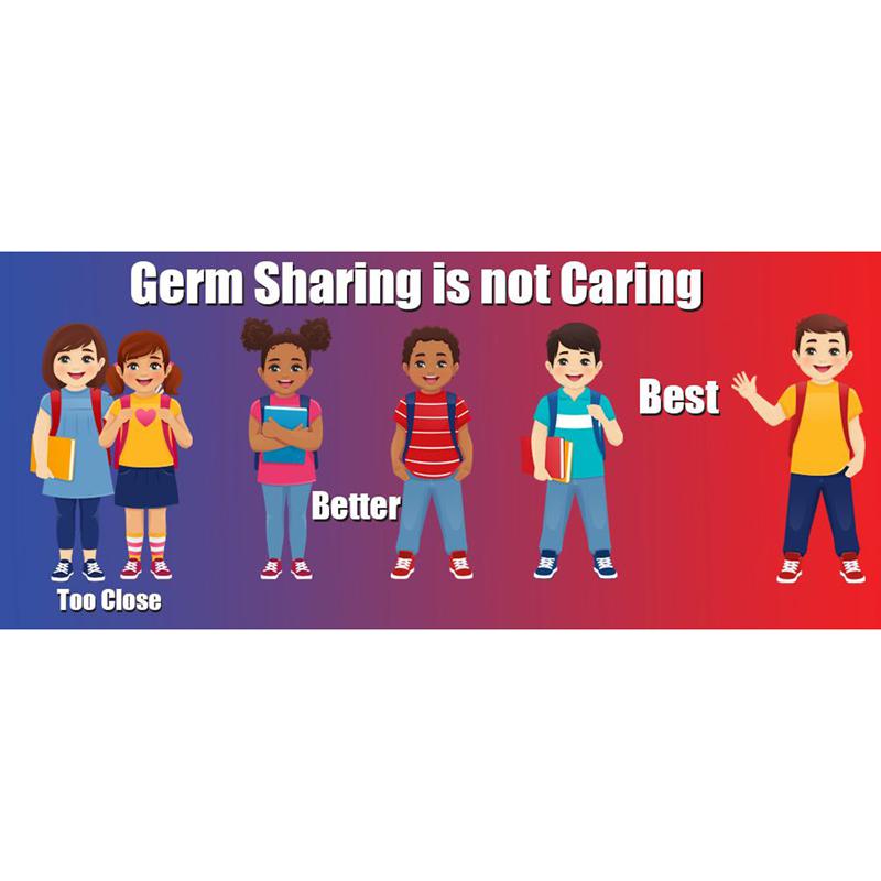 Germ Sharing is Not Caring Low Tac Wall Stickers, 14" x 6", Pack of 5