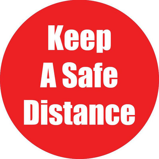 Keep a Safe Distance Anti-Slip Floor Sticker, Red, 11", Pack of 5