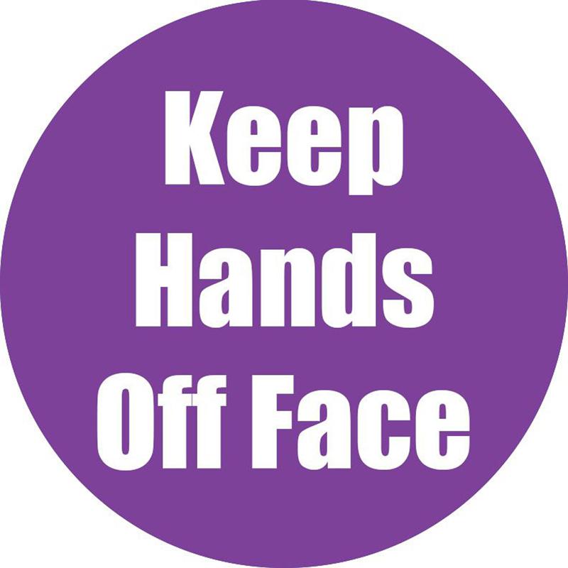 Keep Hands Off Face Anti-Slip Floor Sticker, Purple, 11", Pack of 5