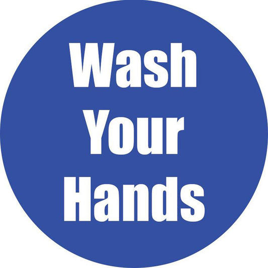 Wash Your Hands Anti-Slip Floor Sticker, Blue, 11", Pack of 5