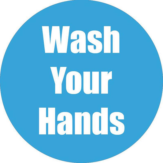 Wash Your Hands Anti-Slip Floor Sticker, Cyan, 11", Pack of 5