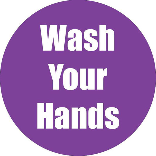 Wash Your Hands Anti-Slip Floor Sticker, Purple, 11", Pack of 5