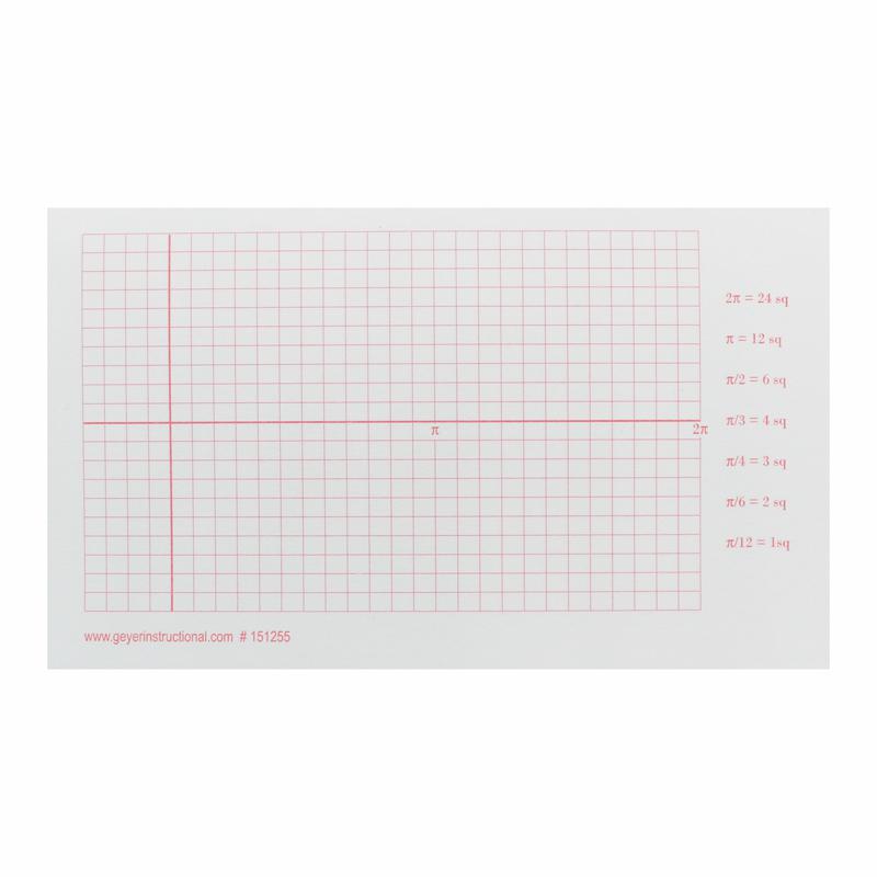 Graphing 3M Post-it Notes, 3" x 5", Trigonometry Grid, Radian, 3 Pads