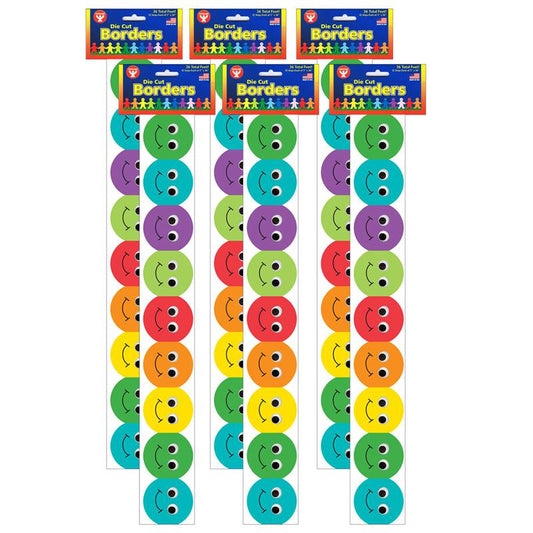 Smiley Face Mighty Brights Border, 36 Feet Per Pack, 6 Packs