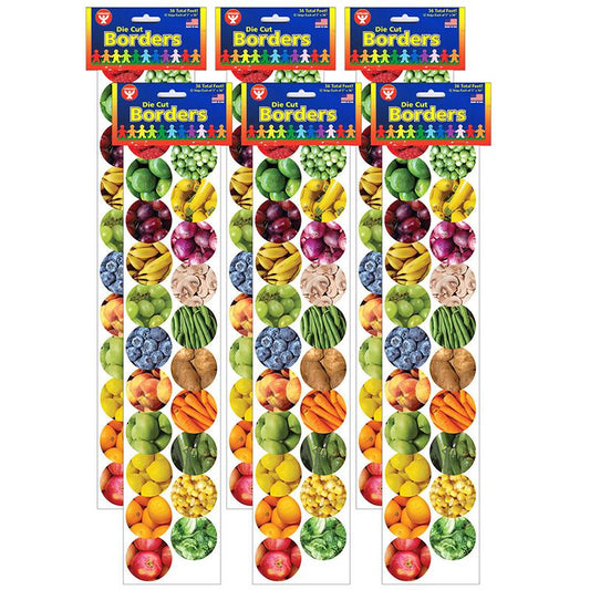 Fruits And Veggies Border, 36 Feet Per Pack, 6 Packs