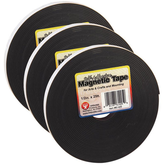 Magnetic Strips, 0.5" x 300" Per Roll, 3 Rolls