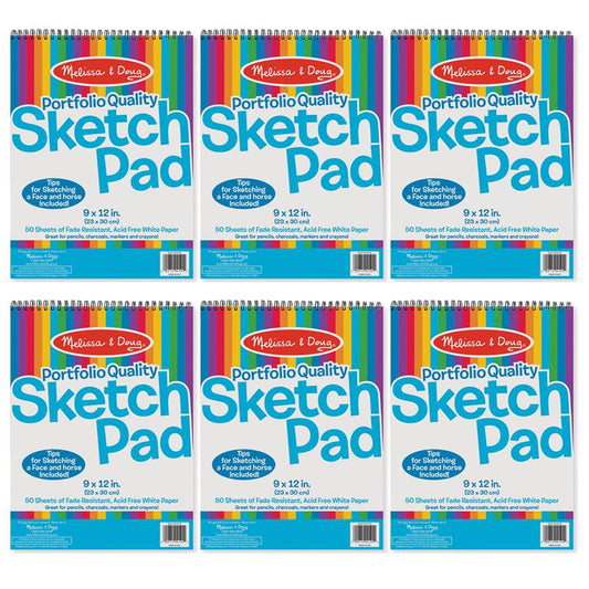 Portfolio Quality Sketch Pad, 9" x 12", White, Pack of 6