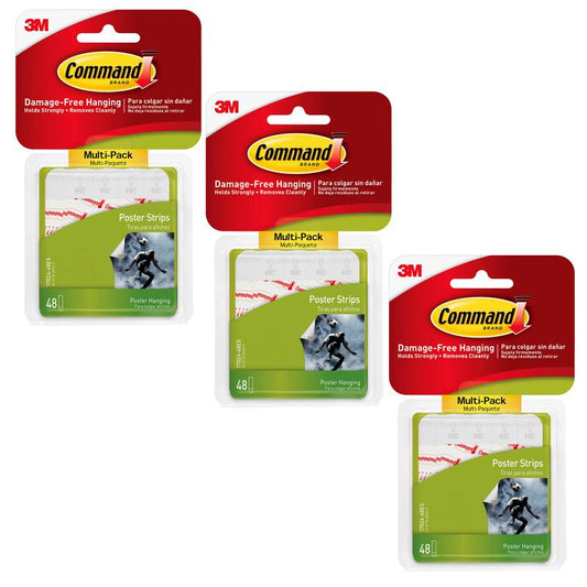 Command Poster Strips Multi-Pack, 48 Per Pack, 3 Packs