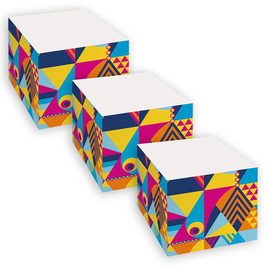 Notes Cube, Optimistic Brights Collection, 620 Sheets Per Cube, Pack of 3